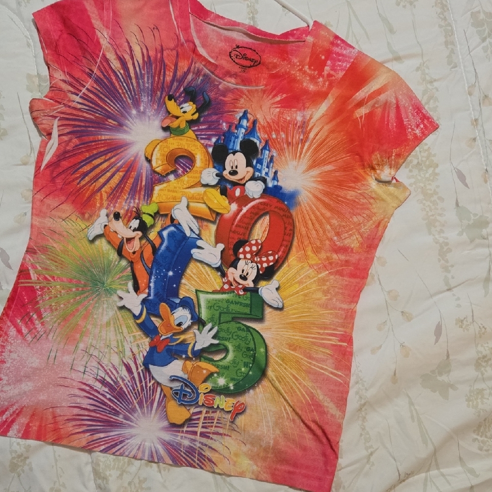 Disney 2015 Kids Colorful Fireworks T-Shirt - Red and Orange